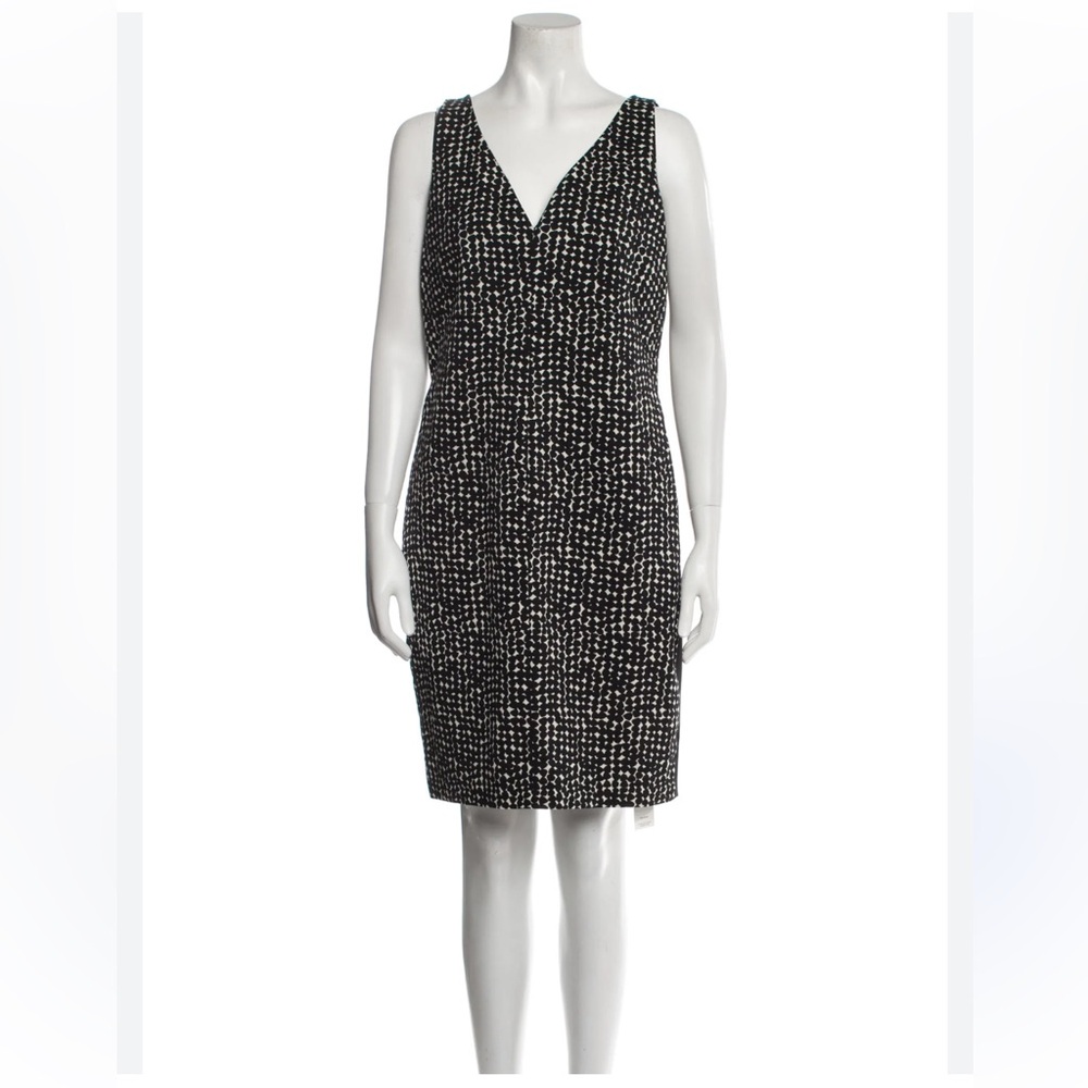 Akris Punto Abstract Geometric V-Neck Pencil Dress Minimalist Monochrome - Picture 2 of 7